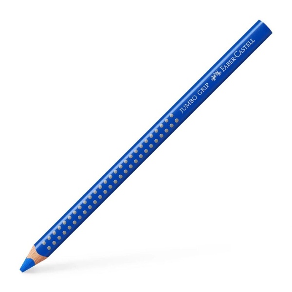 Faber-Castell Jumbo Grip Buntstift in der Farbe Ozeanblau, Schrägansicht.