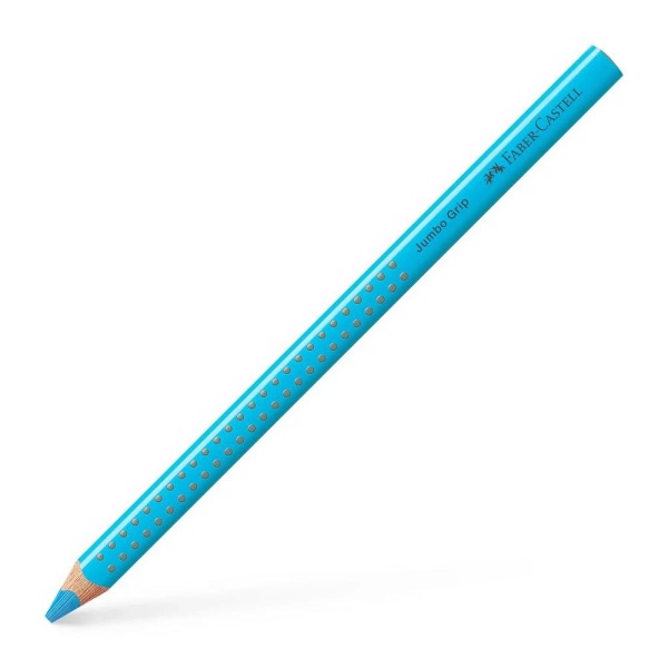 Faber-Castell Jumbo Grip Buntstift in der Farbe Himmelblau, Schrägansicht.