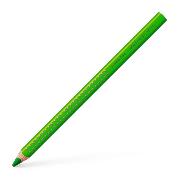 Faber-Castell Jumbo Grip Buntstift in der Farbe Apfelgrün, Schrägansicht.