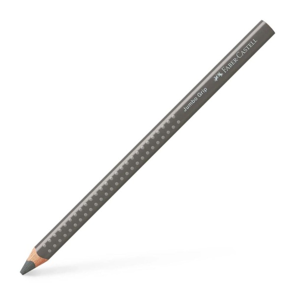 Faber-Castell Jumbo Grip Buntstift in der Farbe Warmgrau, Schrägansicht.