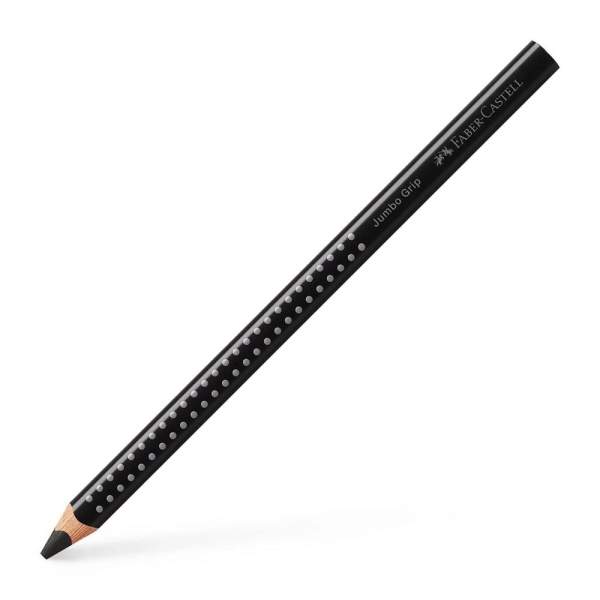 Faber-Castell Jumbo Grip Buntstift in der Farbe Schwarz, Schrägansicht.