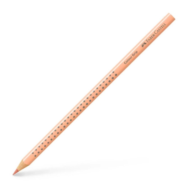 Faber-Castell Colour Grip Buntstift in der Farbe Pfirsich, Schrägansicht.