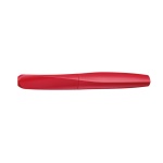Pelikan Twist Tintenroller in der Farbe fiery red, Seitenansicht mit geschlossener Kappe.