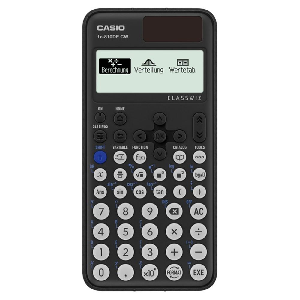 Casio fx-810 de cw Taschenrechner, Frontalansicht.